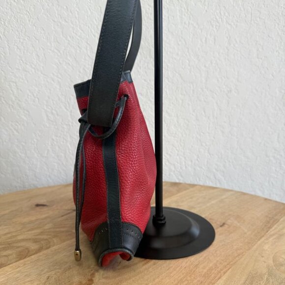 Celine Vintage Drawstring Red/Black Shoulder Bag - Picture 5 of 10